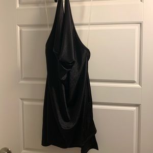 Ready for the night black open back mini dress